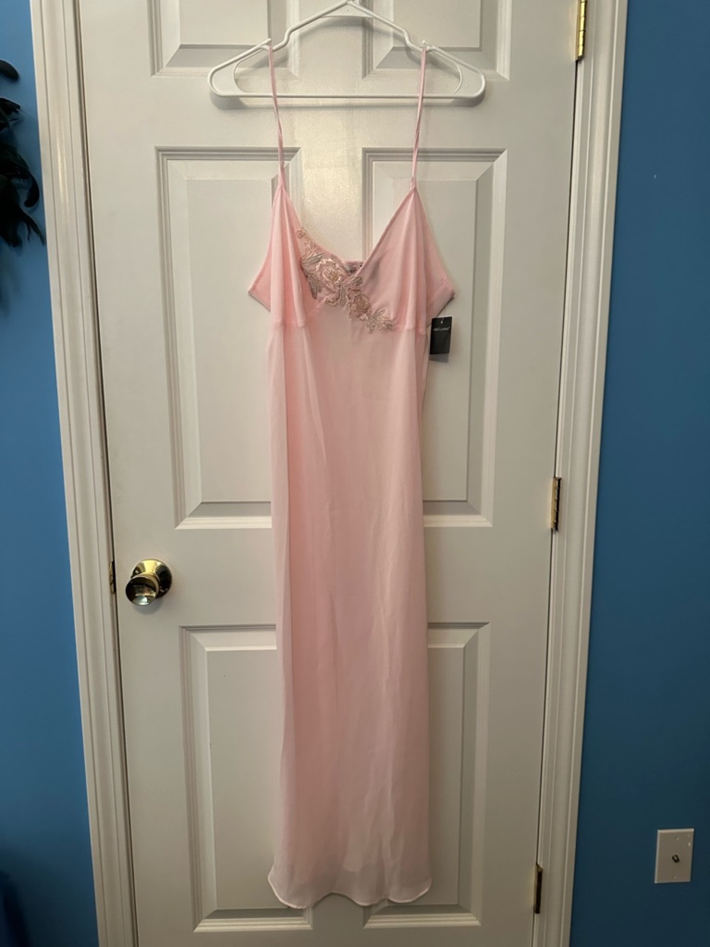 NWTS Delicates Brand Peignoir Light Pink Sheer Nightgown & Robe Set Sz L - Picture 2 of 16